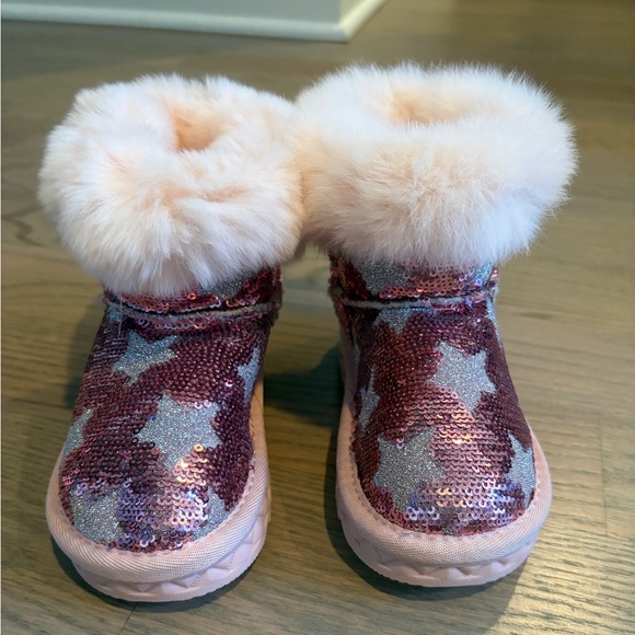 Doe A Dear Other - Sparkly Pink Star Kids Boots